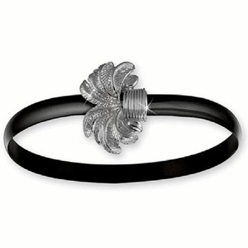Black Titanium Palm Hook Bracelet - Sterling Silver 6mm 7.5 Inch