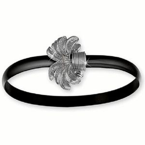 Black Titanium Palm Hook Bracelet - Sterling Silver 6mm 7.5 Inch