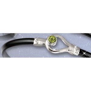 Black Titanium Peridot Hook Bracelet - Sterling Silver Wrap 4mm 6.5 Inch