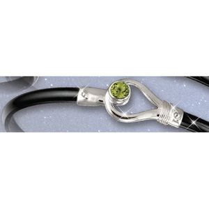 Black Titanium Peridot Hook Bracelet - Sterling Silver Wrap 4mm 7.5 Inch