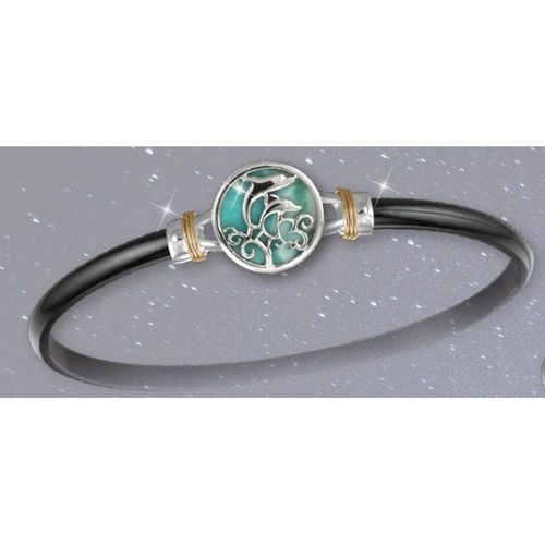 Black Titanium Pure Joy Hook Bracelet - Sterling Silver 14K Gold Wraps 4mm 6.5 Inch