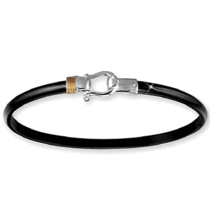 Black Titanium Shackel Hook Bracelet - Sterling Silver 14K Gold Wrap 4mm 8.00 Inch