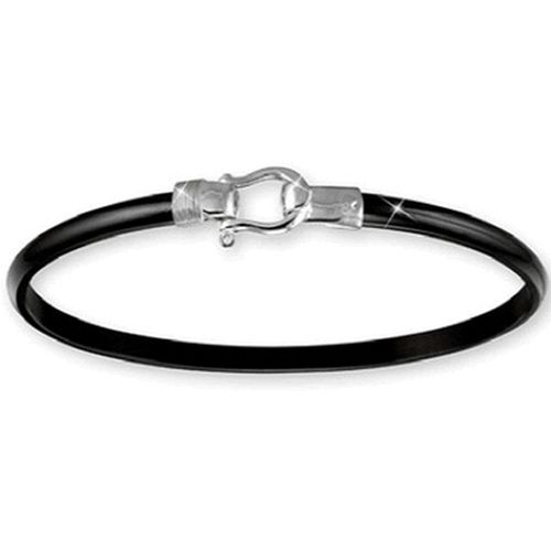 Black Titanium Shackel Hook Bracelet - Sterling Silver 4mm 7.00 Inch