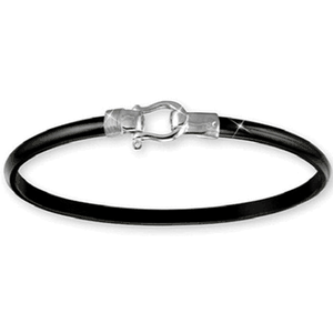 Black Titanium Shackel Hook Bracelet - Sterling Silver 4mm 7.5 Inch