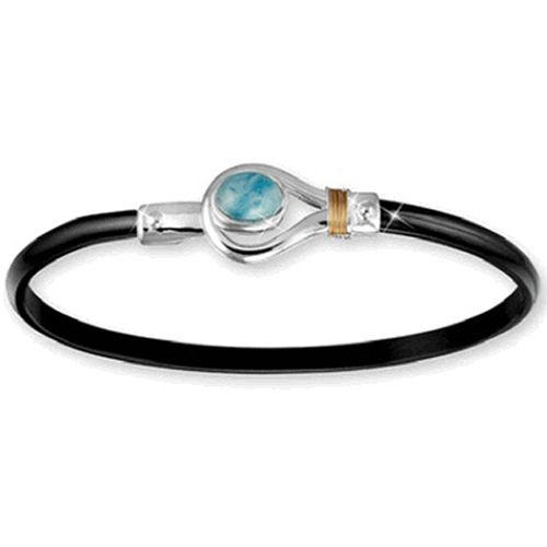 Black Titanium Topaz Hook Bracelet - Sterling Silver 14K Gold Wrap 4mm 7.00 Inch
