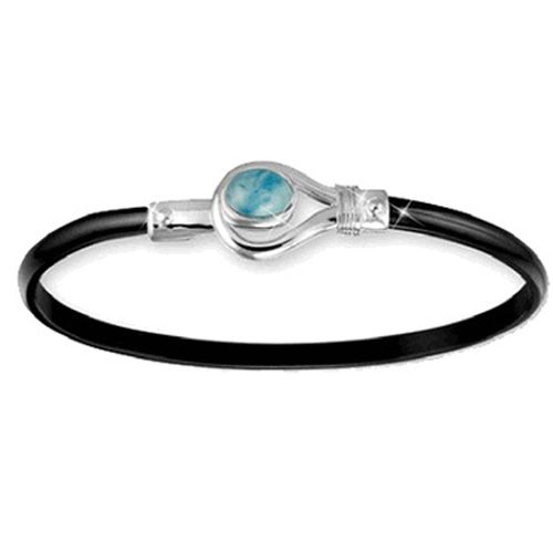 Black Titanium Topaz Hook Bracelet - Sterling Silver 4mm 6.5 Inch