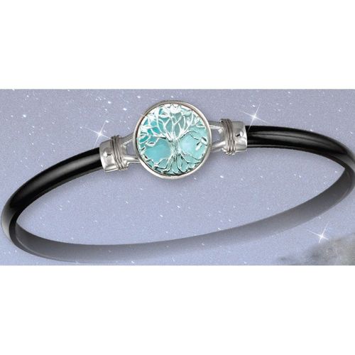 Black Titanium Tree of Life Hook Bracelet - Sterling Silver Wraps 4mm 7.5 Inch