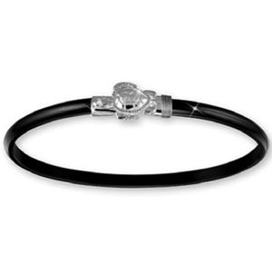 Black Titanium Turtle Hook Bracelet - Sterling Silver 4mm 7.5 Inch