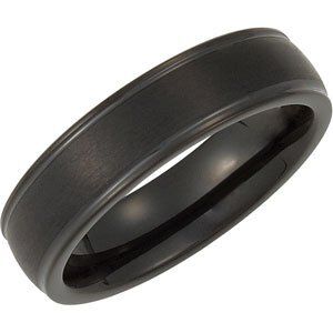 Black Tungsten 6 mm Grooved Band Size 6 - TAR345:101:P