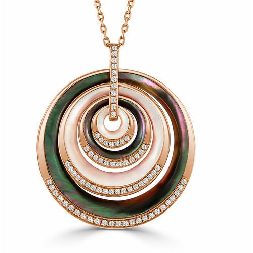 Black & White Mother of Pearl & Diamond Large Torino Pendant