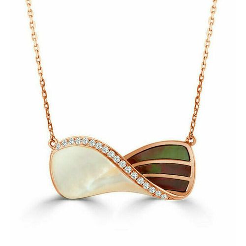 Black & White Mother Of Pearl & Diamond Venus Twist Pendant