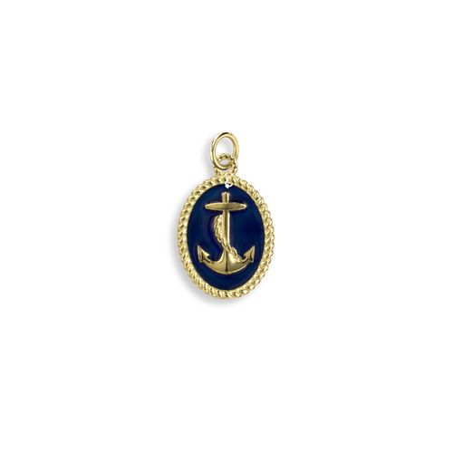 Blue Anchor Pendant in 18K with Vitreous Enamel.  - NNG108A-X