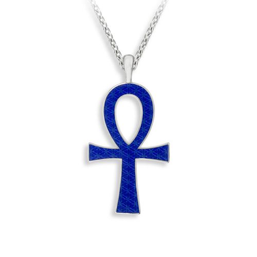 Blue and White Orthodox Cross Necklace - NN0509A