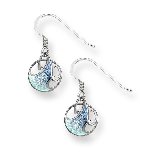 Blue Art Nouveau Wire Earrings Sterling Silver - SW0497B