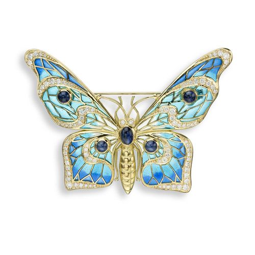 Blue Butterfly Brooch 18K -Diamonds and Blue Sapphires -  NBG072WA