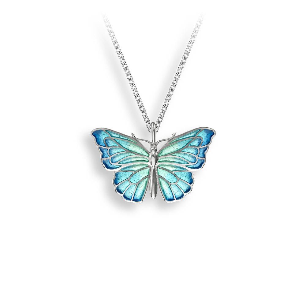 Blue Butterfly Necklace Sterling Silver - Plique-a-Jour - NN0412A