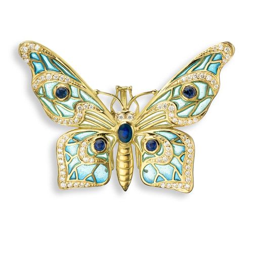 Blue Butterfly Pendant 18K -Diamond and Blue Sapphire - Plique-a-Jour  JCK Jewelers' Choice Award - NNG073WA-X