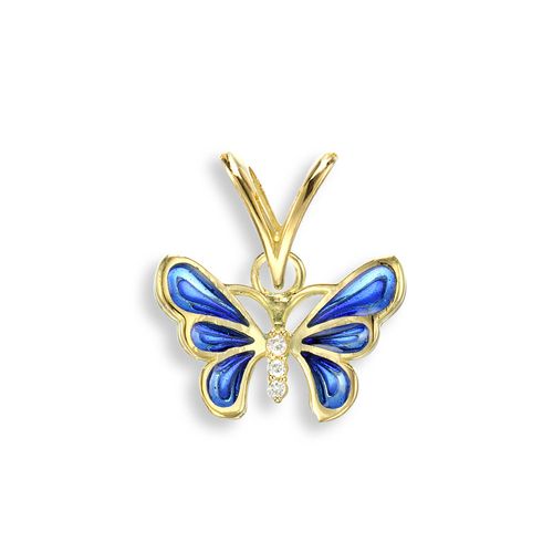 Blue Butterfly Pendant 18K -Diamond - Plique-a-Jour - NNG059WA-X