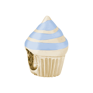 Blue Cupcake Bead Charm - 10K Gold - 10-9183-2-10kg