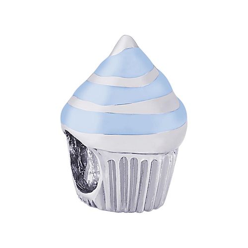 Blue Cupcake Bead Charm - 14K White Gold - 10-9183-2-wg