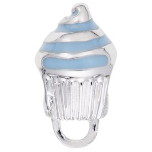 Blue Cupcake Charmdrop - Sterling Silver - 10-9187-2-s