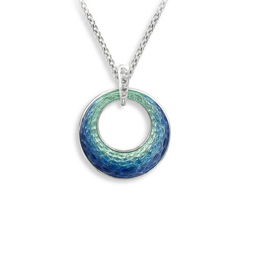 Blue Cut-out Round Necklace, Sterling Silver - NN0556YA