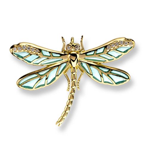 Blue Dragonfly Pendant in 18K with Plique-a-Jour Vitreous Enamel and Diamond.   - NNG030WB-X