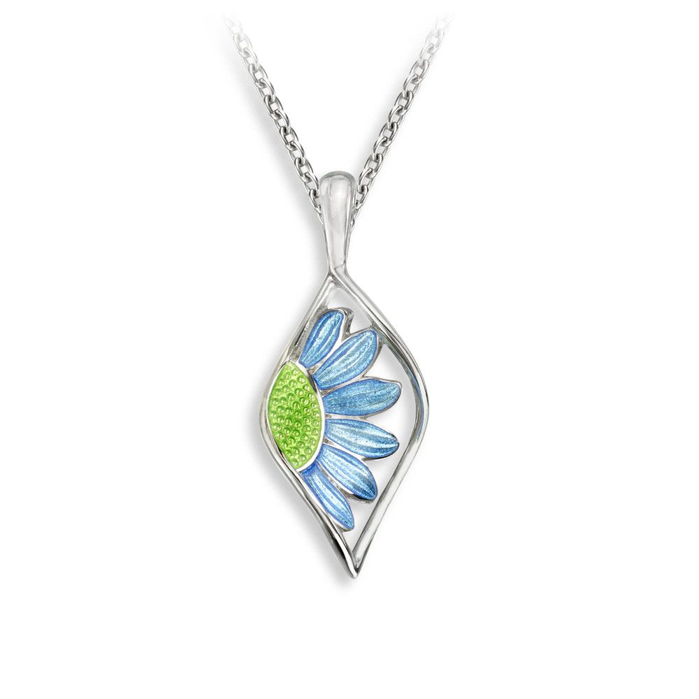 Blue Flower Necklace  Sterling Silver - NN0595B