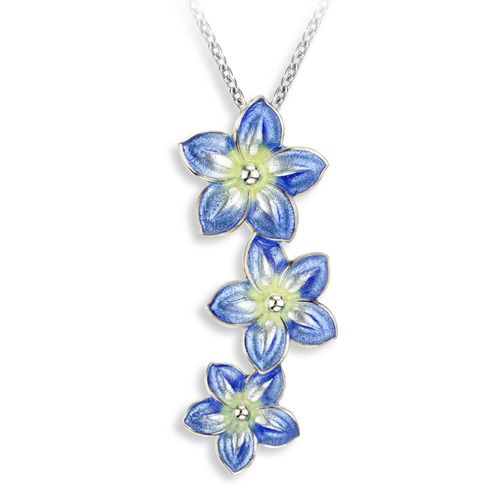 Blue Forget-me-Not Necklace, Sterling Silver-White Sapphire - NN0372A