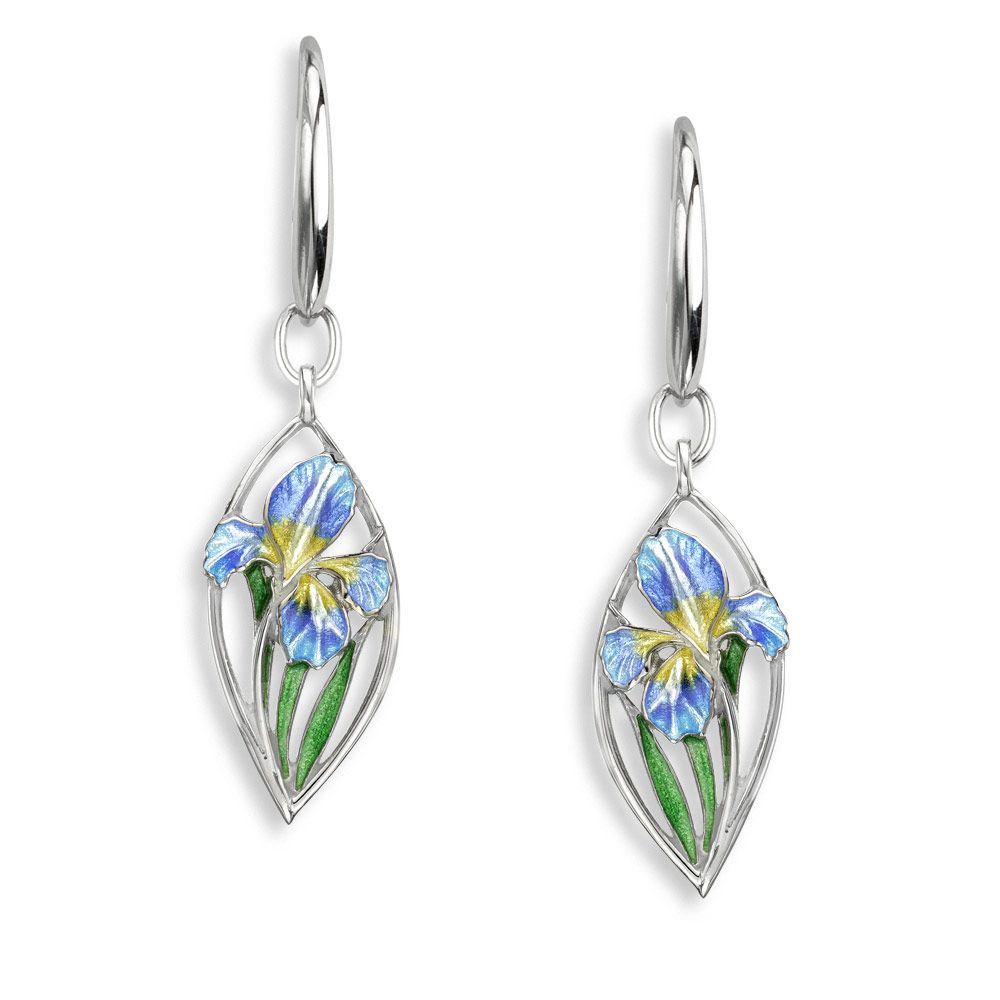 Blue Iris Wire Earrings  Sterling Silver - NW0592A