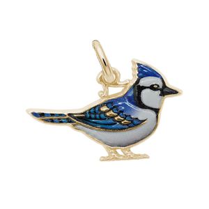 Blue Jay Charm  - Painted- 10K Gold-10-1119-1-10K