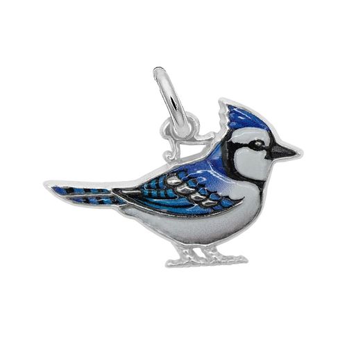 Blue Jay Charm  - Painted- 14K Gold-W10-1119-1-14KW