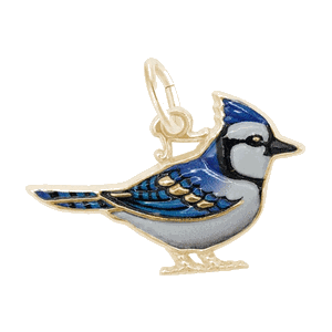 Rembrandt Blue Jay - Painted Charm - Gold Plated - 10-1119-1-GP