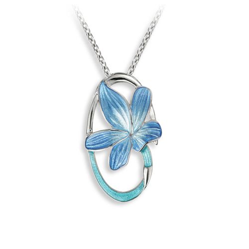 Blue Lily Necklace  Sterling Silver - NN0594A