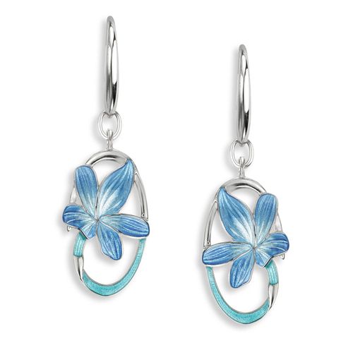 Blue Lily Wire Earrings  Sterling Silver - NW0594A