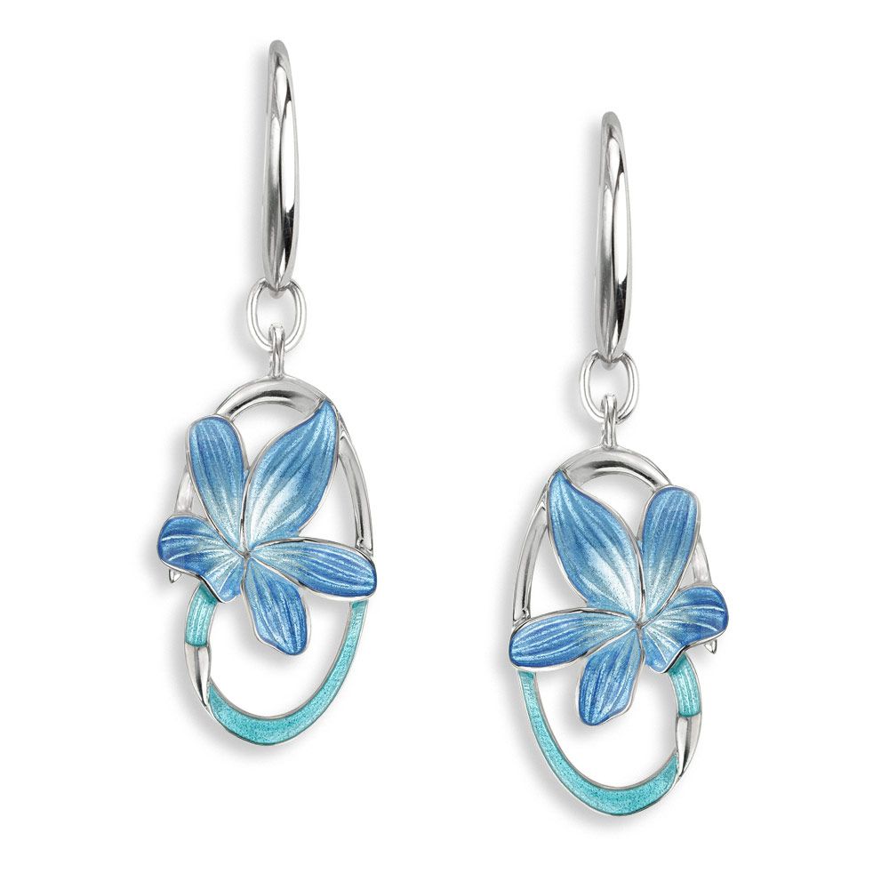 Blue Lily Wire Earrings  Sterling Silver - NW0594A