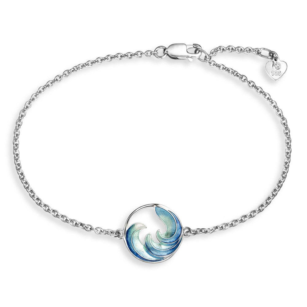 Blue Ocean Wave Bracelet, Sterling Silver  - NA0460A