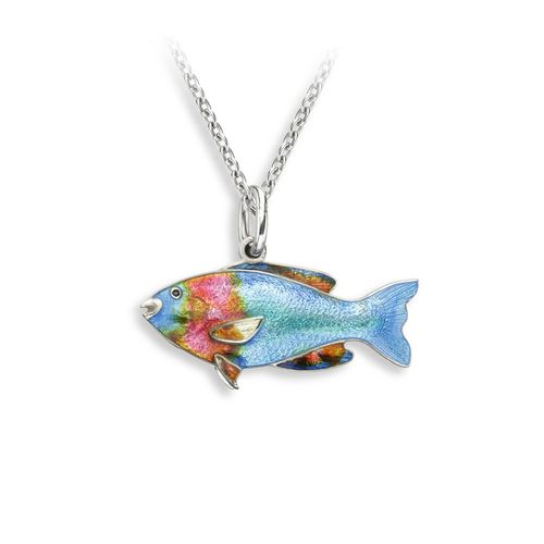 Blue Parrot Fish Necklace  Sterling Silver - NN0590A