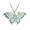 Blue Plique-a-Jour Enamel Butterfly Necklace - Opal-White Sapphires  Sterling Silver - NN0570YA