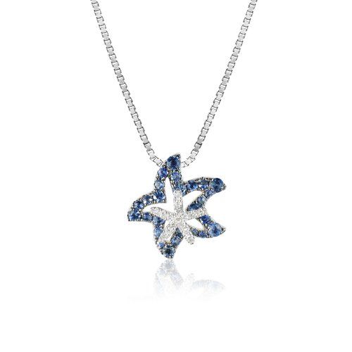 Blue Sapphire Mother and Baby Outline Pendant, Hawaiian Inspired Pendant, SFP-36086/BS