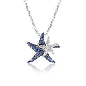 Blue Sapphire Mother and Baby Starfish Pendant, Hawaiian Inspired Pendant, SFP-36104/BS