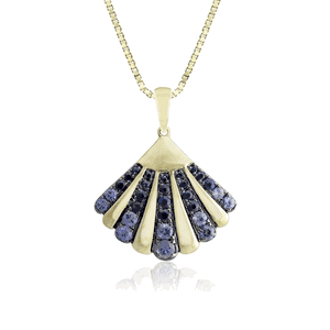 Blue Sapphire Seashell Pendant, Hawaiian Inspired  Pendant, SSP-36063