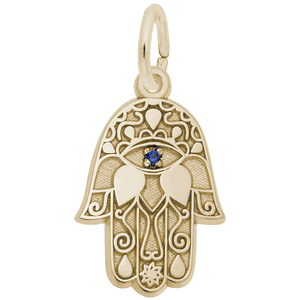 Blue Stone Hamsa Charm - 10K Gold - 10-1568-10kg