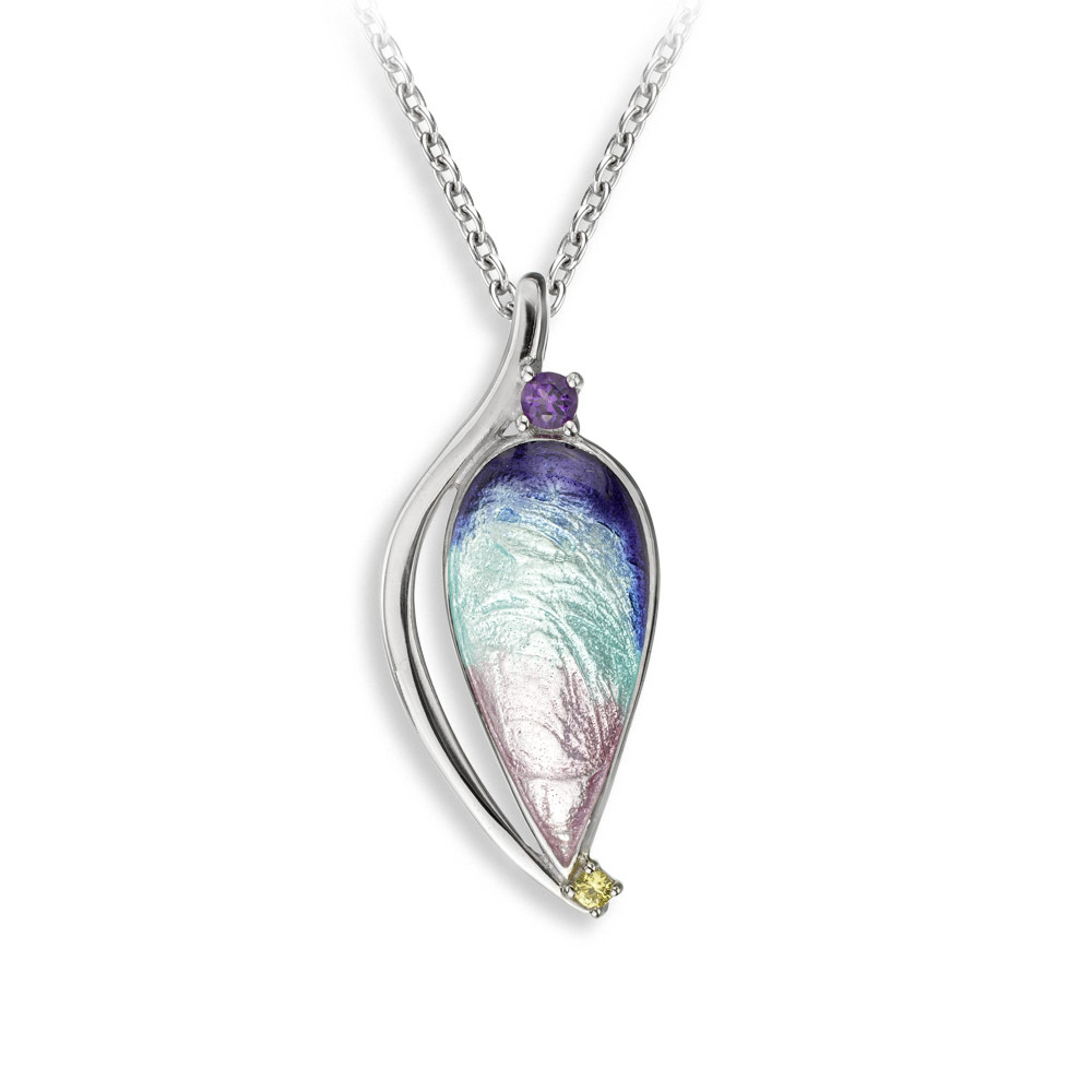 Blue Teardrop Necklace-Amethyst-Yellow Sapphires  Sterling Silver - NN0607YA