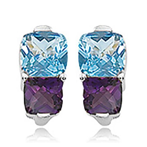 Blue Topaz & Amethyst Earrings - Sterling Silver - 90296BTAM-SS