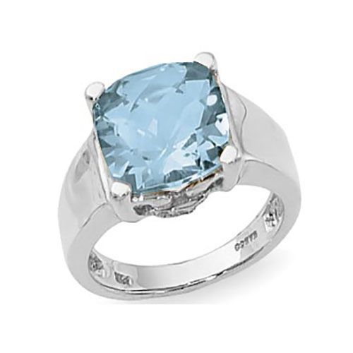 Blue Topaz & Diamond Ring - 14K White Gold Size 7 - 70853BTWG