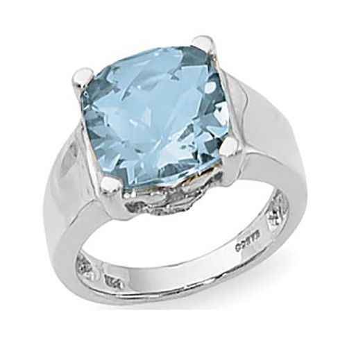 Blue Topaz & Diamond Ring - Sterling Silver Size 7 - 70853BT-SS