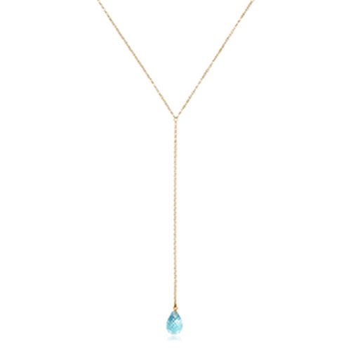 Blue Topaz Drop Y Necklace - 14K Yellow Gold 26 Inch - 902546BT26
