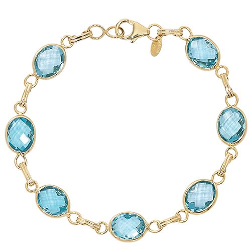 Blue Topaz Gemstone Bracelet - 14K Yellow Gold 7.5 Inch - 07-317BT