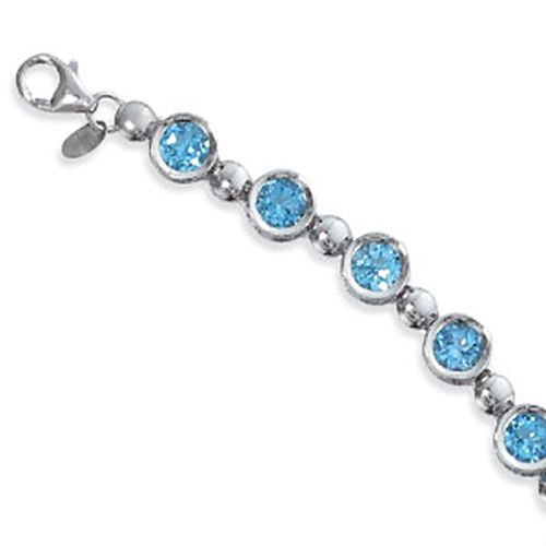 Blue Topaz Gemstone Bracelet - Sterling Silver - 67-860-10